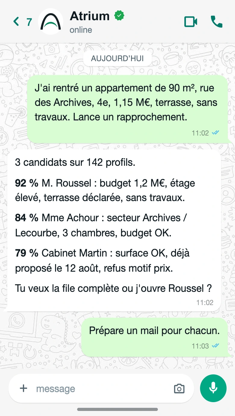 Conversation WhatsApp : Rapprochement